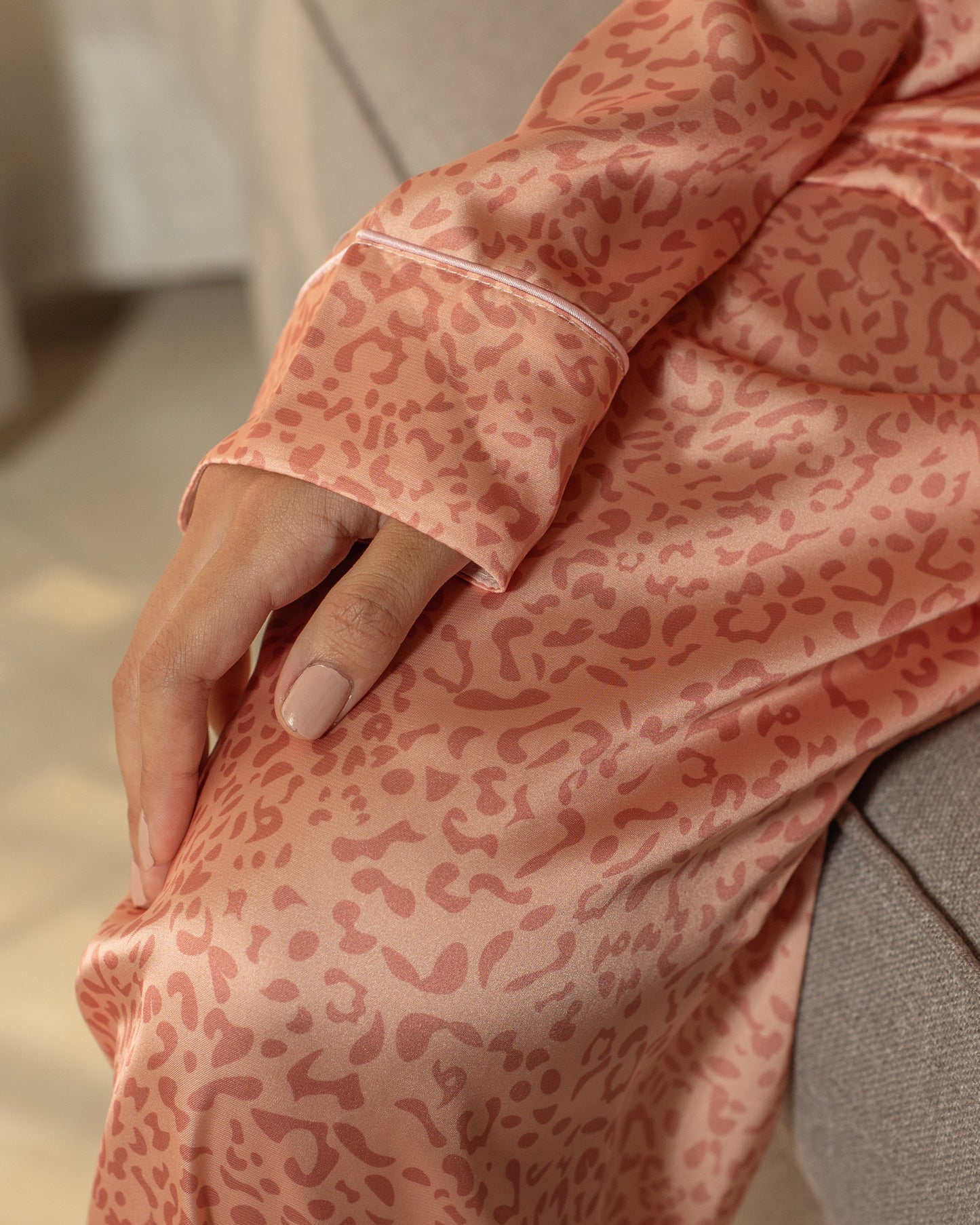 Leopard Silk Long Pajama Set