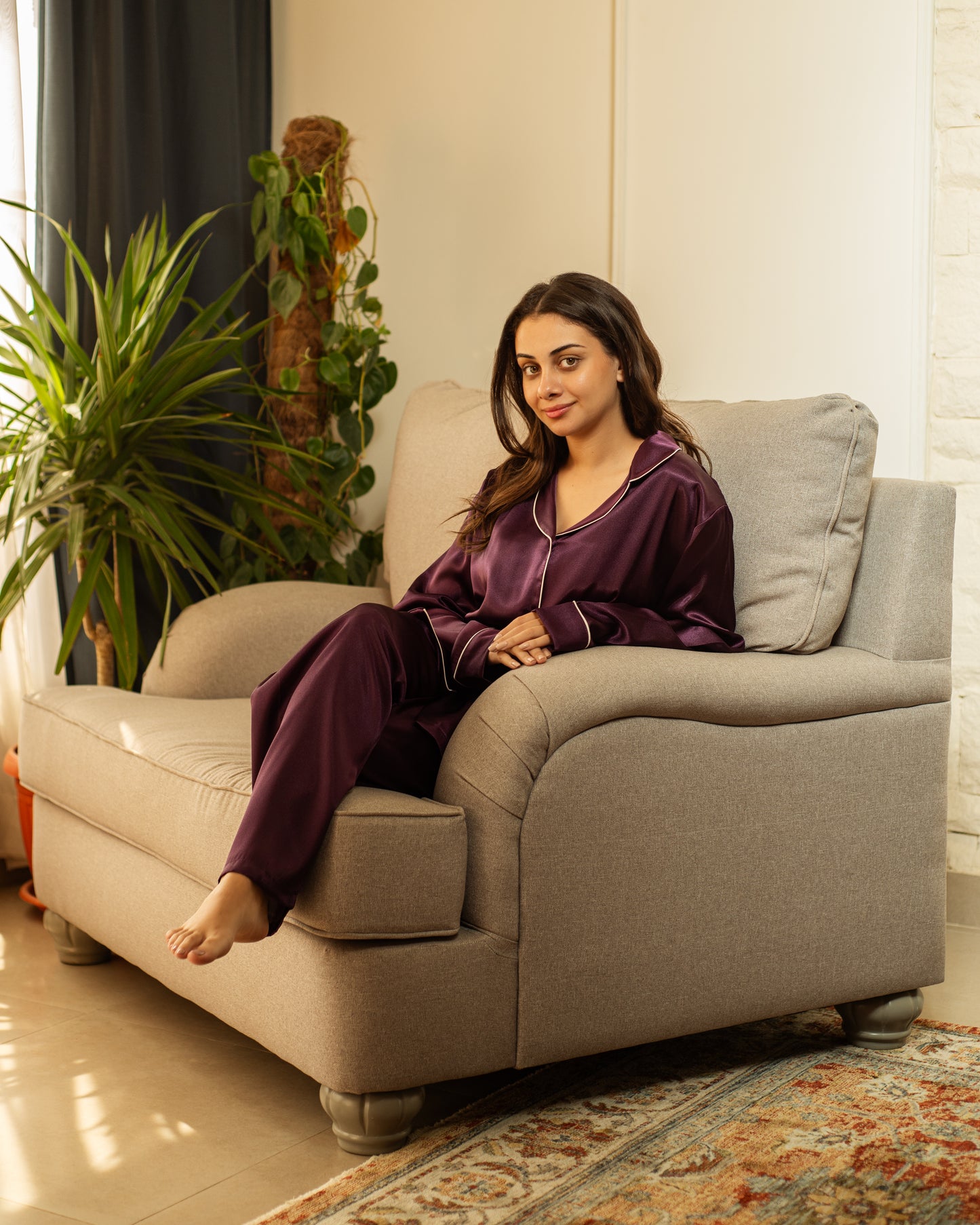 Satin Long-Sleeve Pajama Set