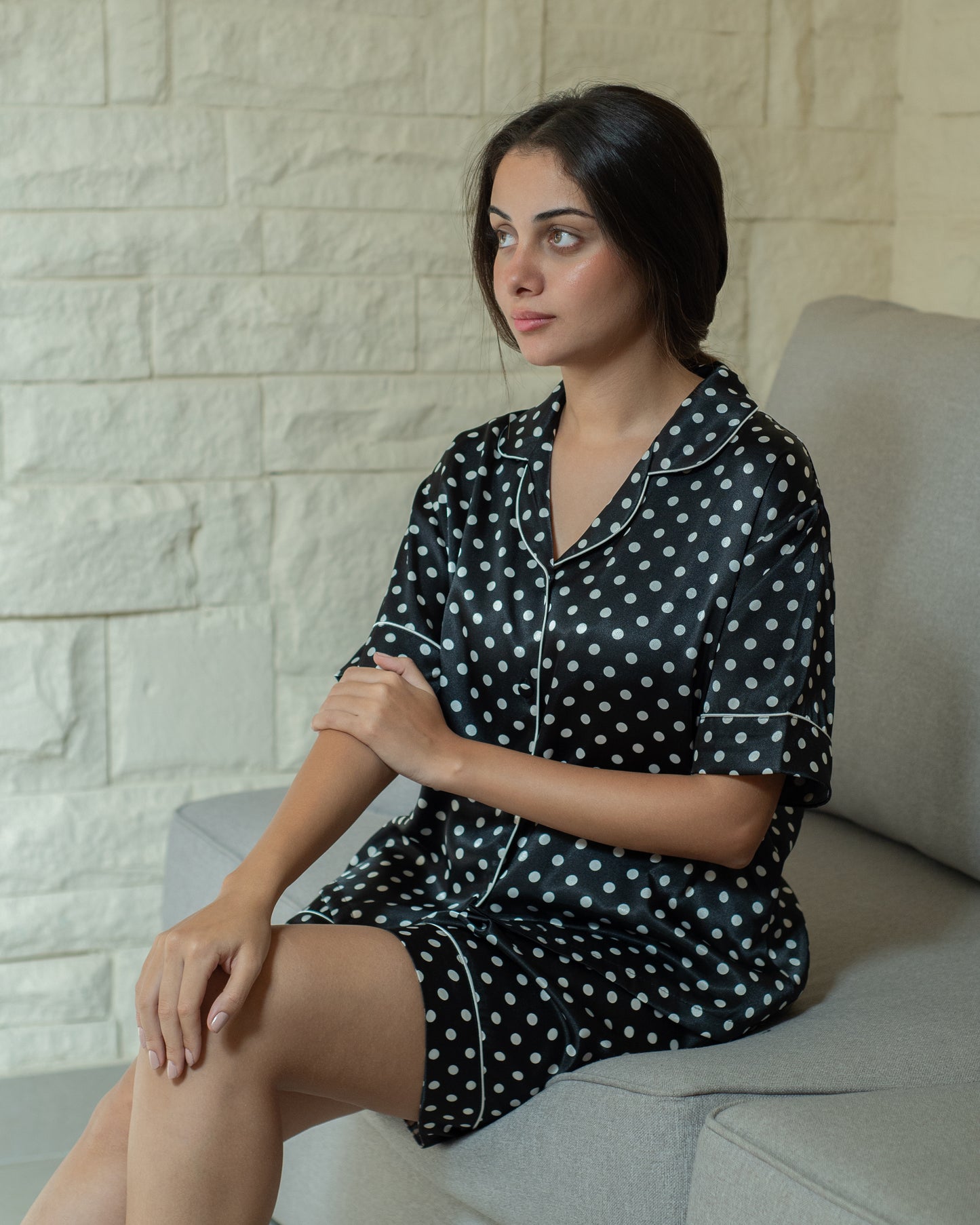 Dot Satin Short Pajama Set