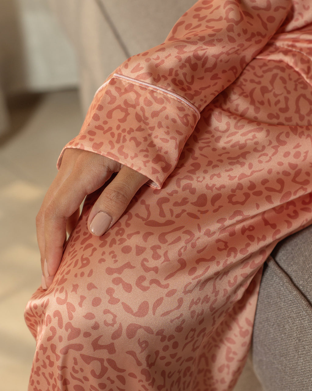 Leopard Silk Long Pajama Set
