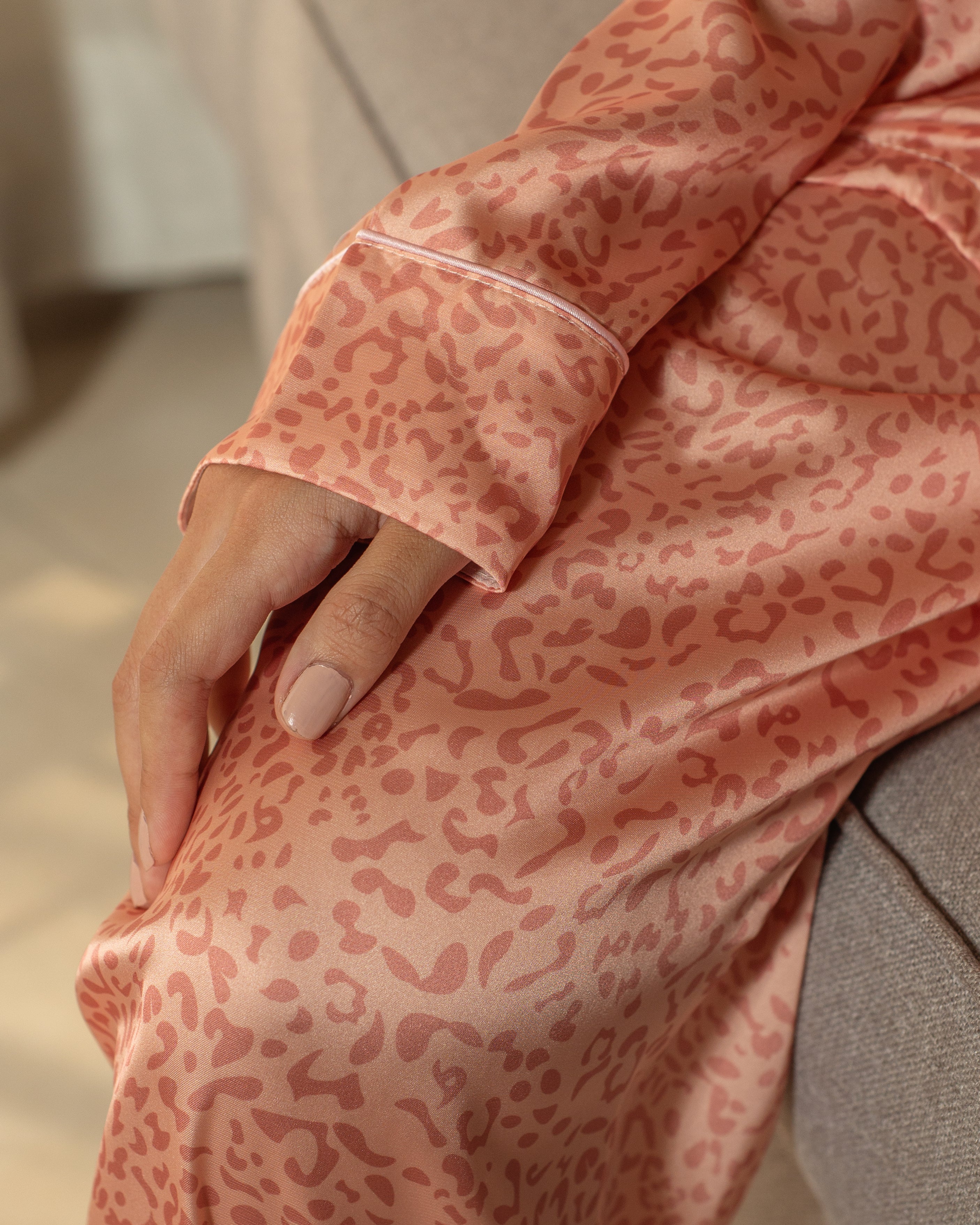 Leopard Silk Long Pajama Set