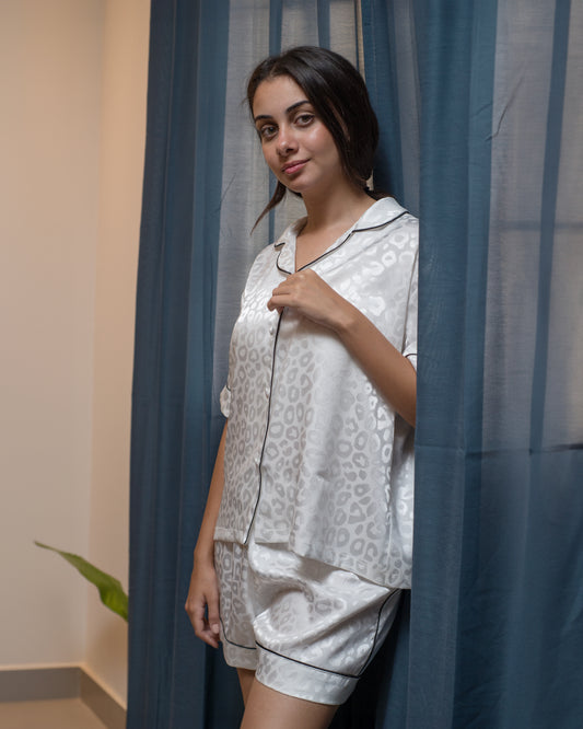 Satin Jacquard Short Pajama Set