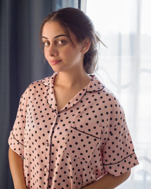 Dot Satin Short Pajama Set