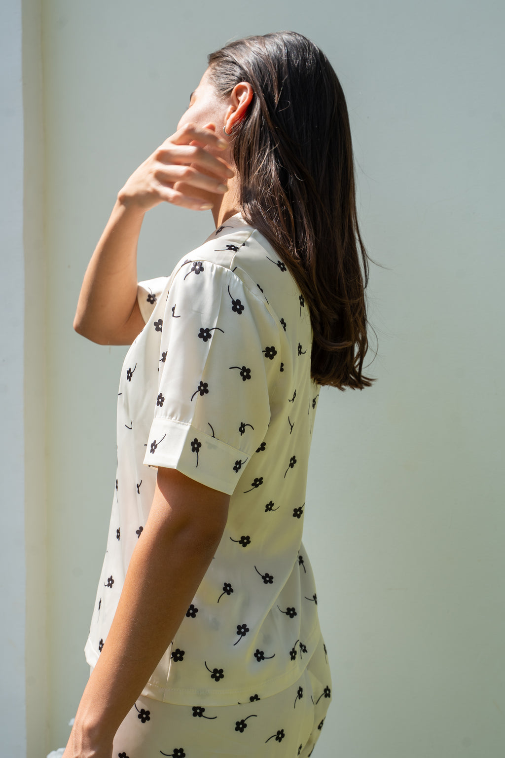Short Pajama Set - Ink Petals