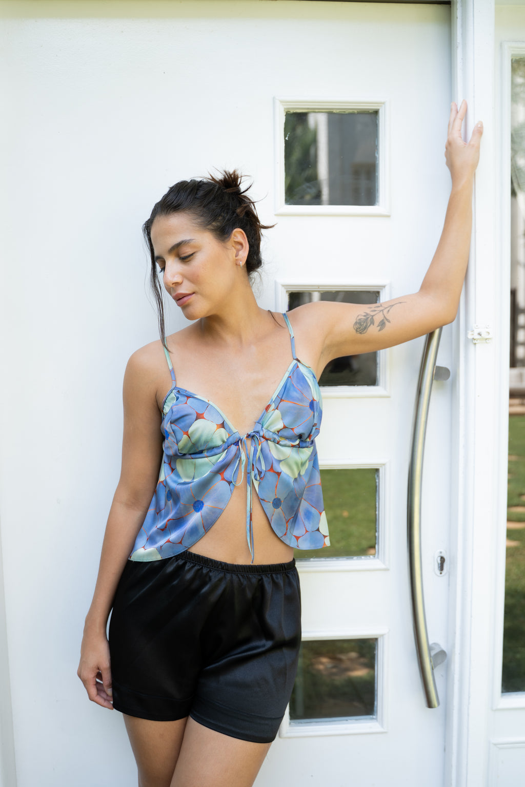Top & Shorts Pajama Set - Sky Petals