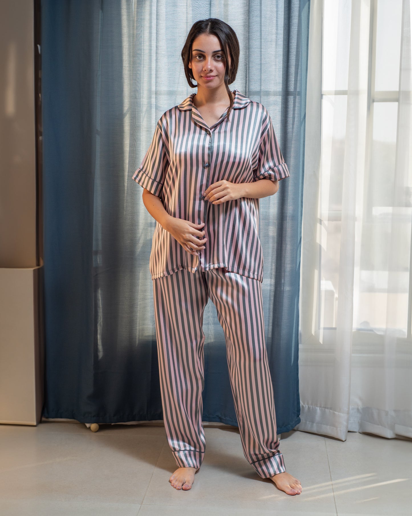 Satin Half-Sleeve Pajama Set