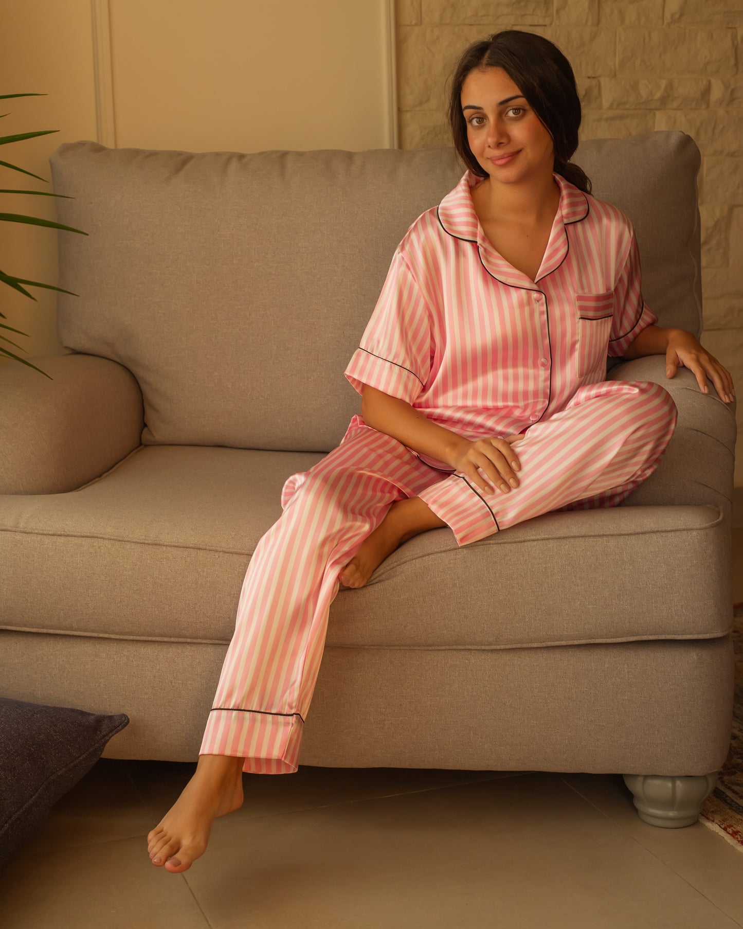 Satin Half-Sleeve Pajama Set