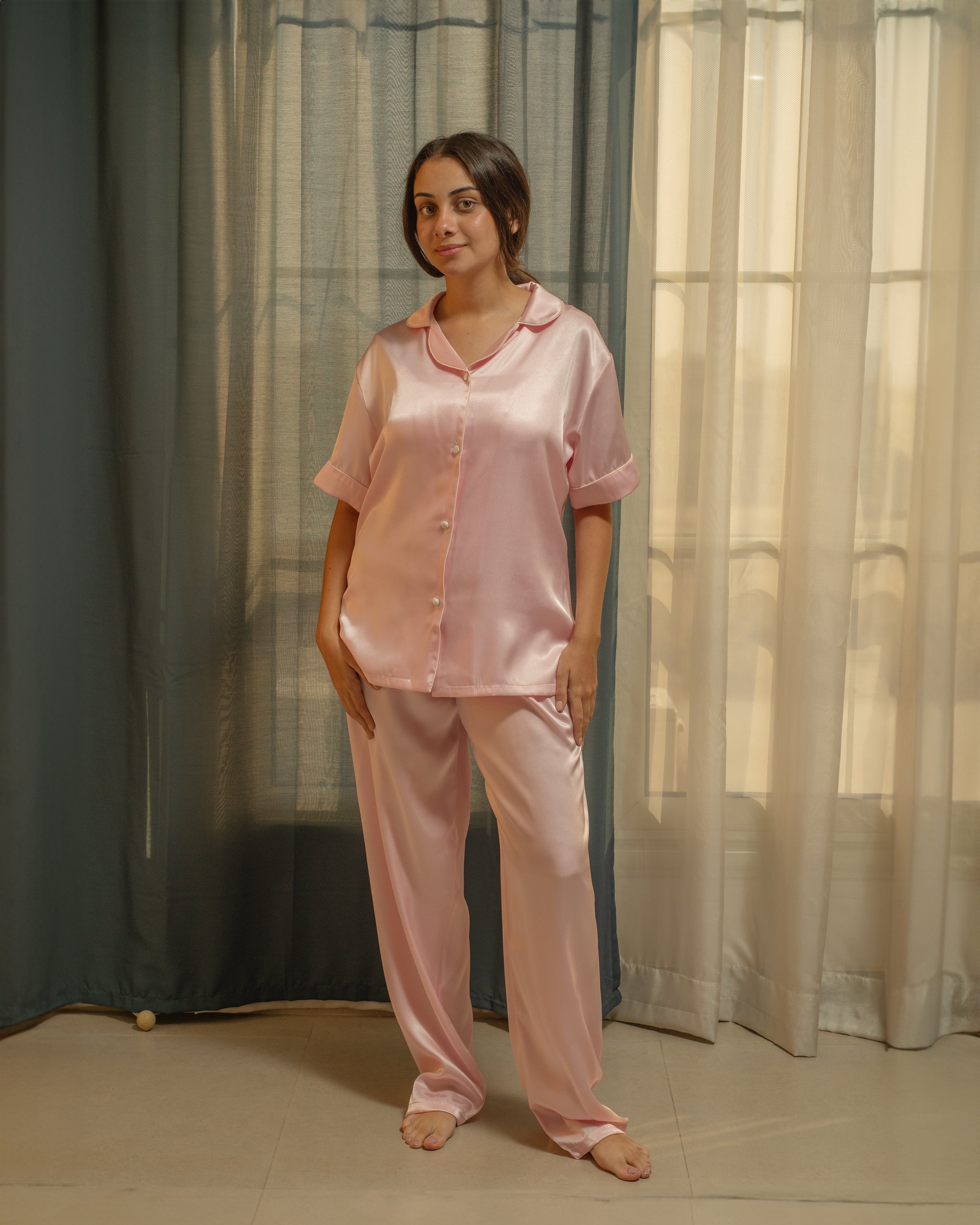 Satin Luxe Half-Sleeve Pajama Set